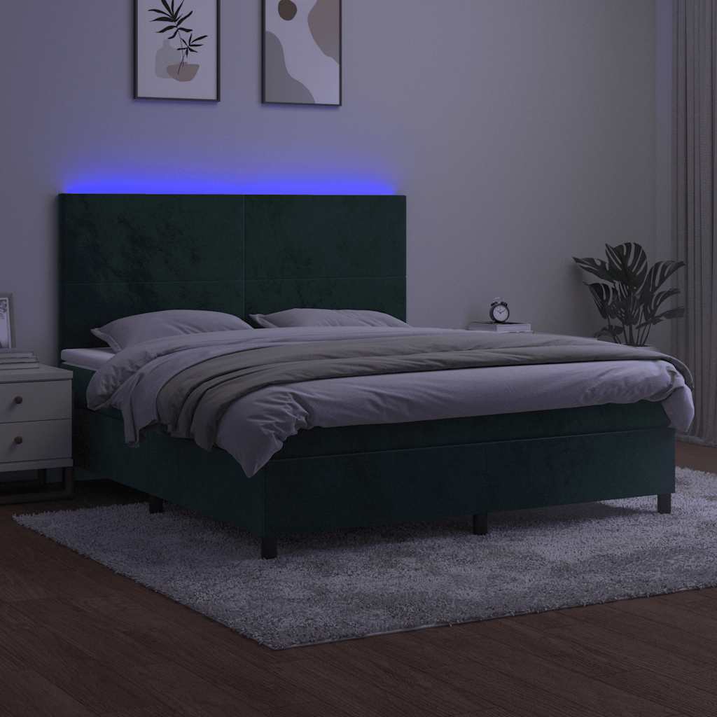 Sommier à lattes de lit et matelas et LED Vert foncé 180x200 cm - XIOS