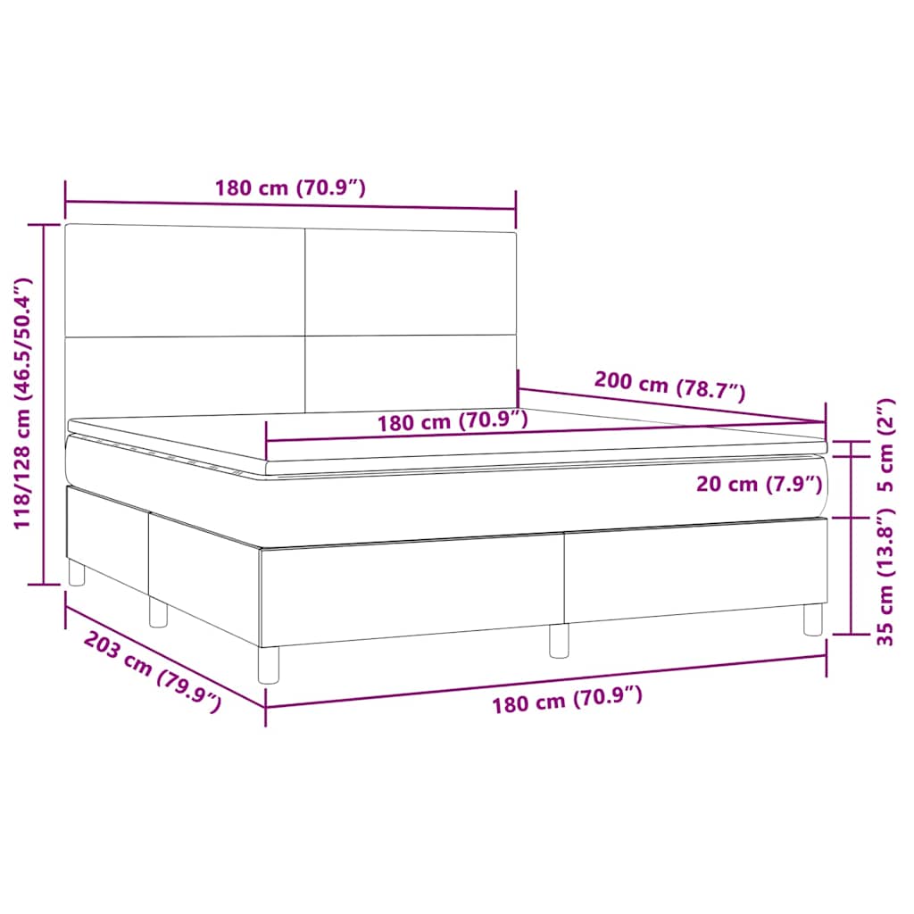Sommier à lattes de lit et matelas et LED Vert foncé 180x200 cm - XIOS