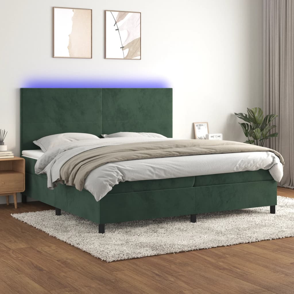 Sommier à lattes de lit avec matelas LED Vert foncé 200x200 cm - XIOS