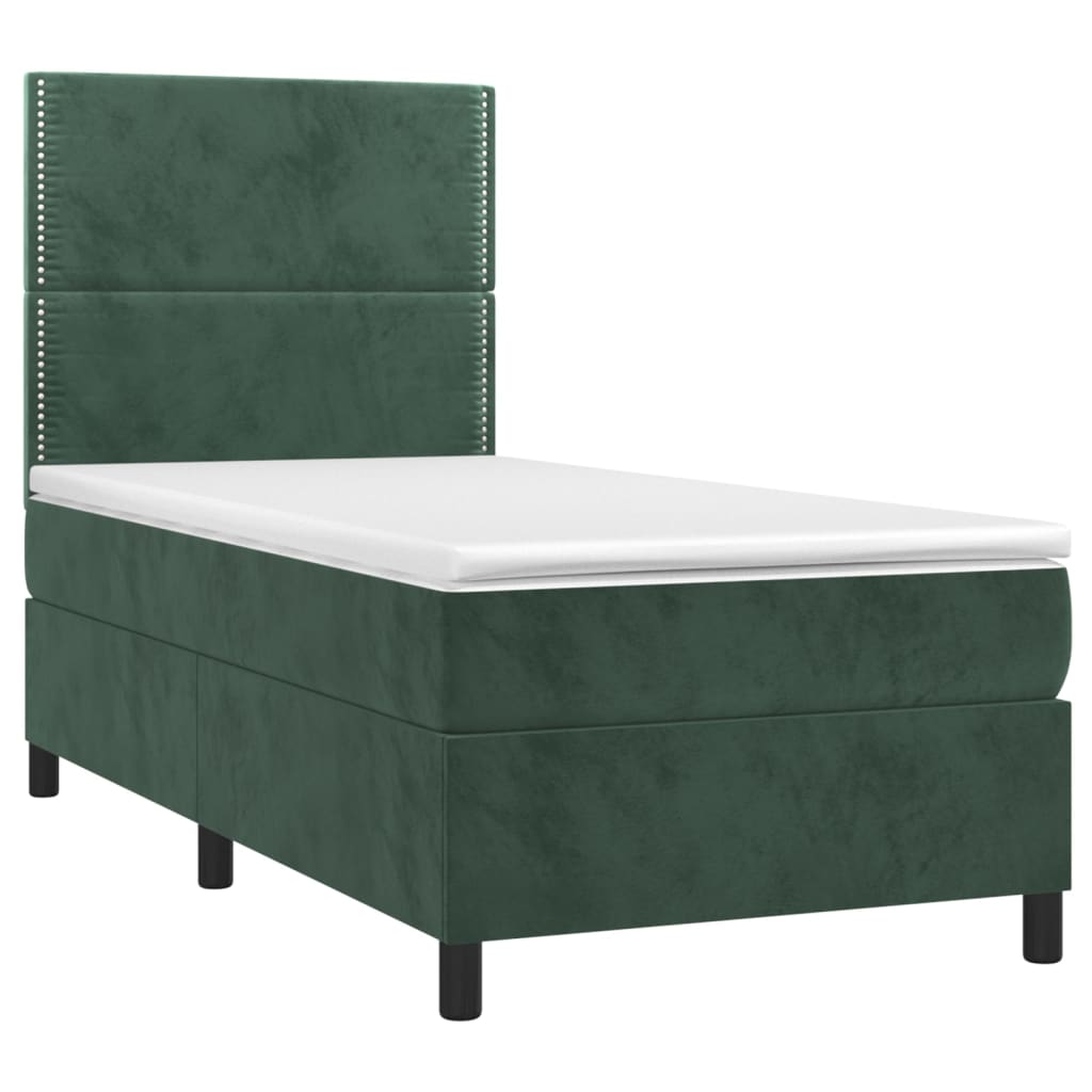 Sommier à lattes de lit avec matelas et LED Vert foncé 80x200cm Lits & cadres de lit vidaXL