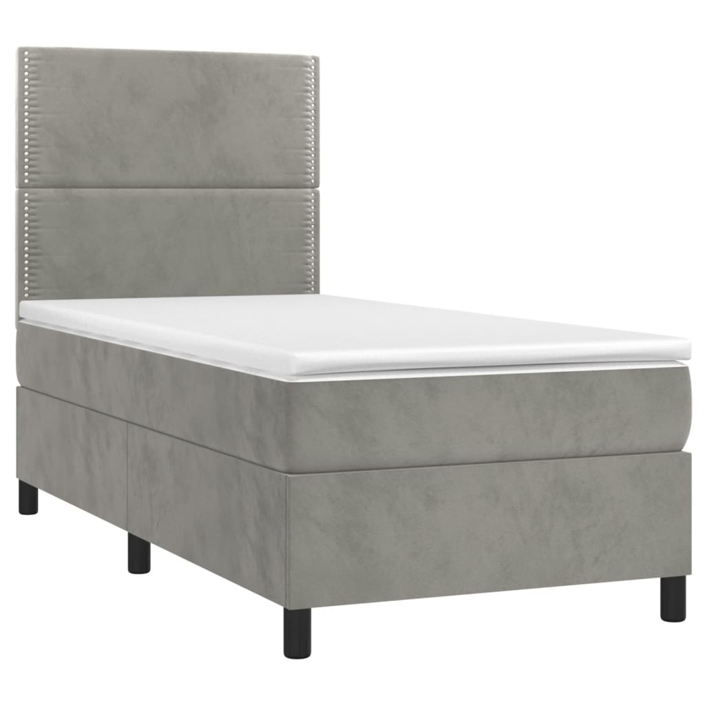 Sommier à lattes de lit avec matelas et LED Gris clair 90x190cm - XIOS