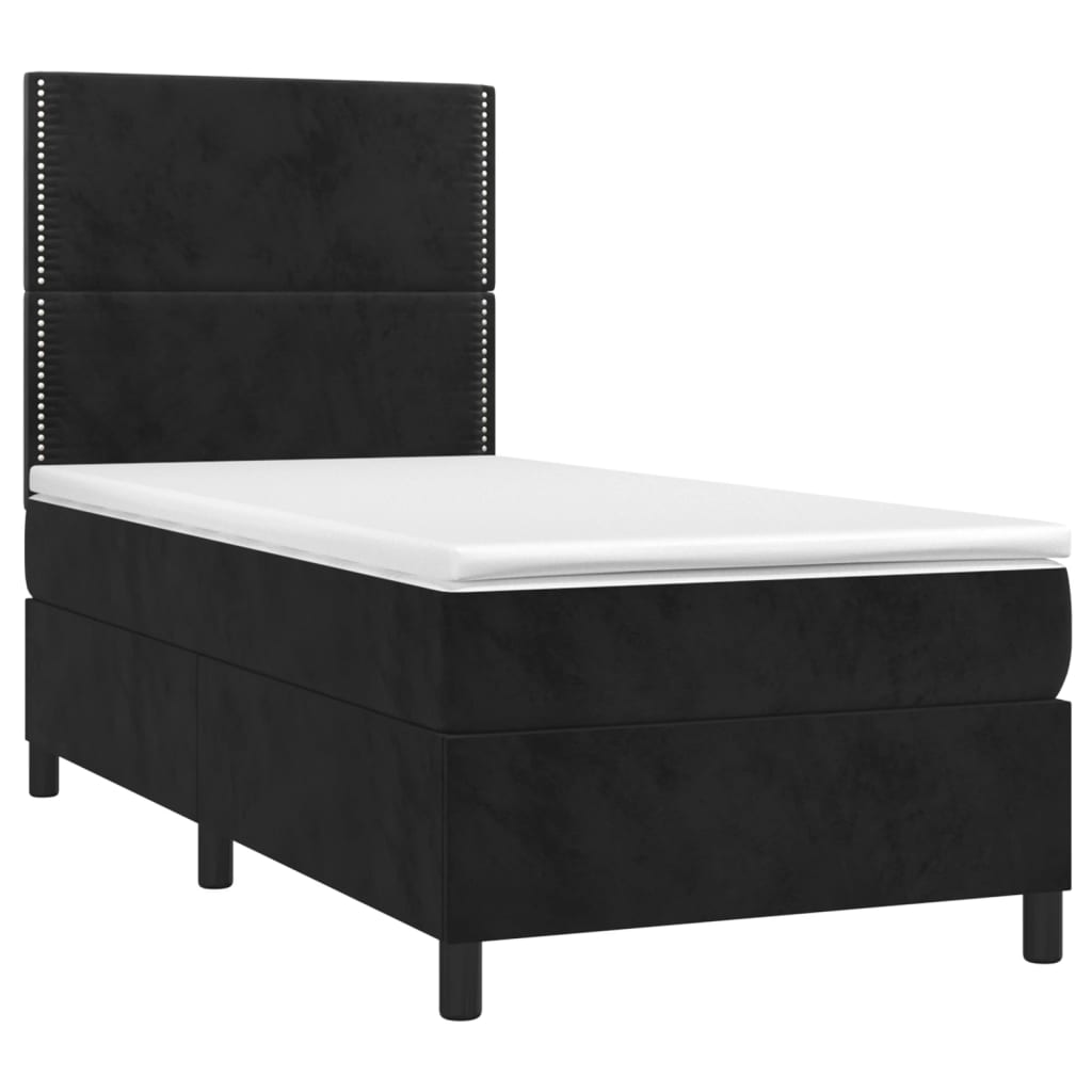 Sommier à lattes de lit matelas et LED Noir 100x200 cm Velours - XIOS