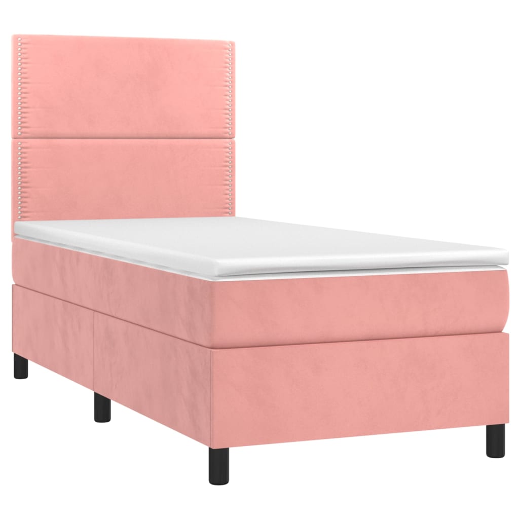 Sommier à lattes de lit matelas et LED Rose 100x200 cm Velours - XIOS