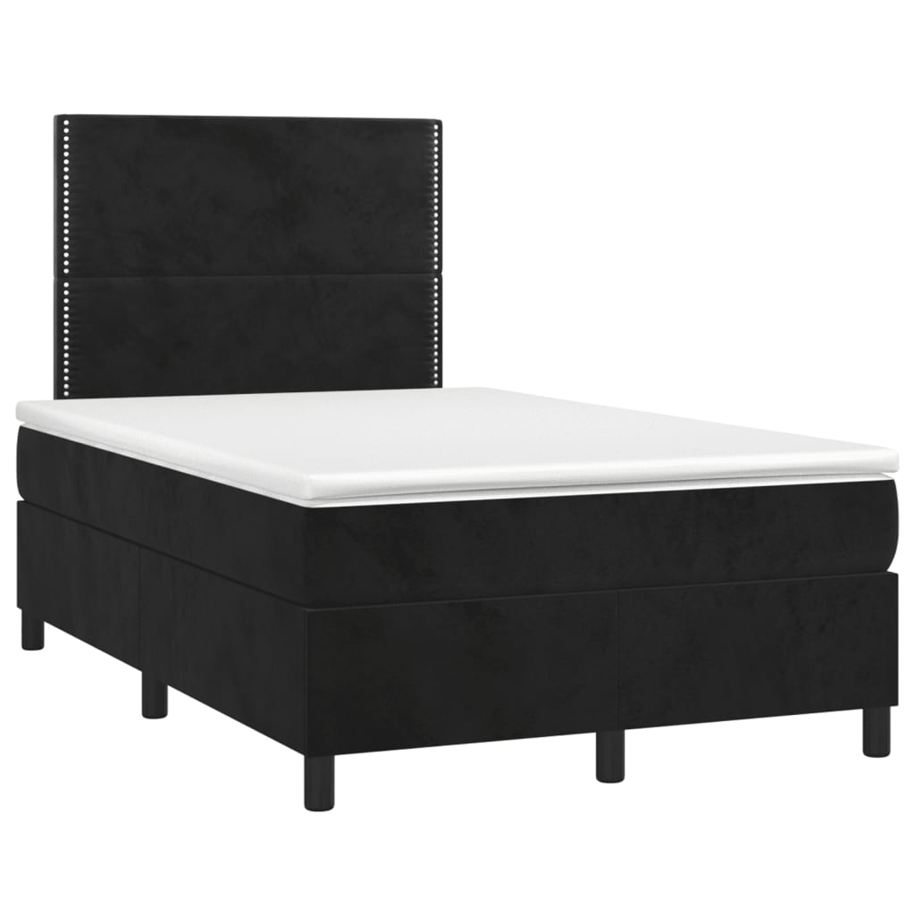 Sommier à lattes de lit matelas et LED Noir 120x200 cm Velours - XIOS