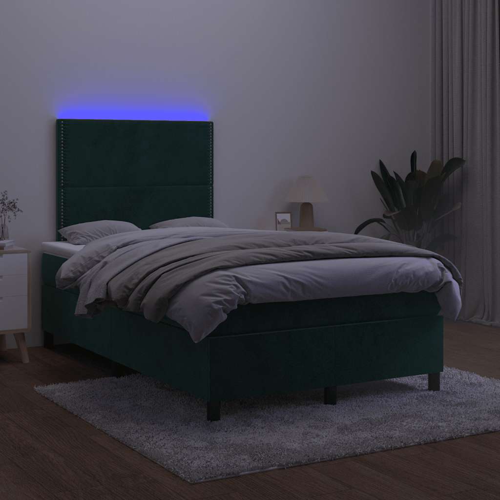 Sommier à lattes de lit matelas et LED Vert foncé 120x200 cm - XIOS