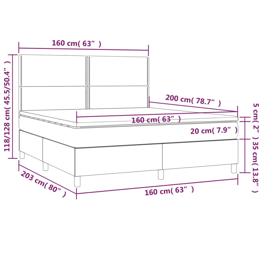 Sommier à lattes de lit matelas et LED Gris clair 160x200 cm - XIOS