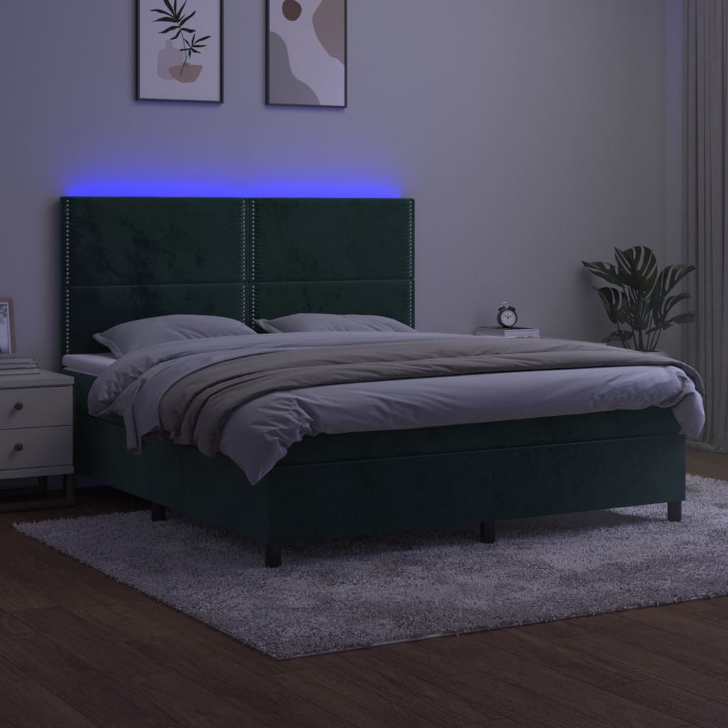Sommier à lattes de lit matelas et LED Vert foncé 180x200 cm - XIOS