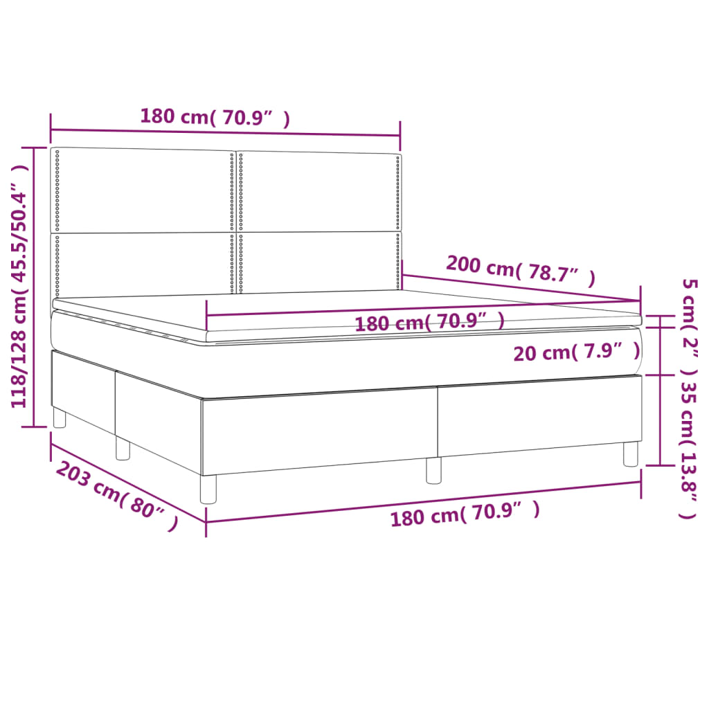Sommier à lattes de lit matelas et LED Bleu foncé 180x200 cm - XIOS