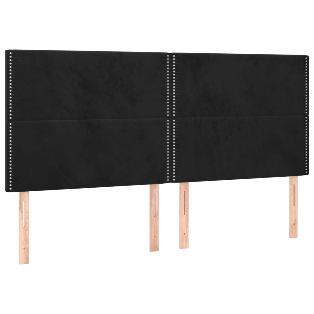Sommier à lattes de lit matelas et LED Noir 200x200 cm Velours - XIOS
