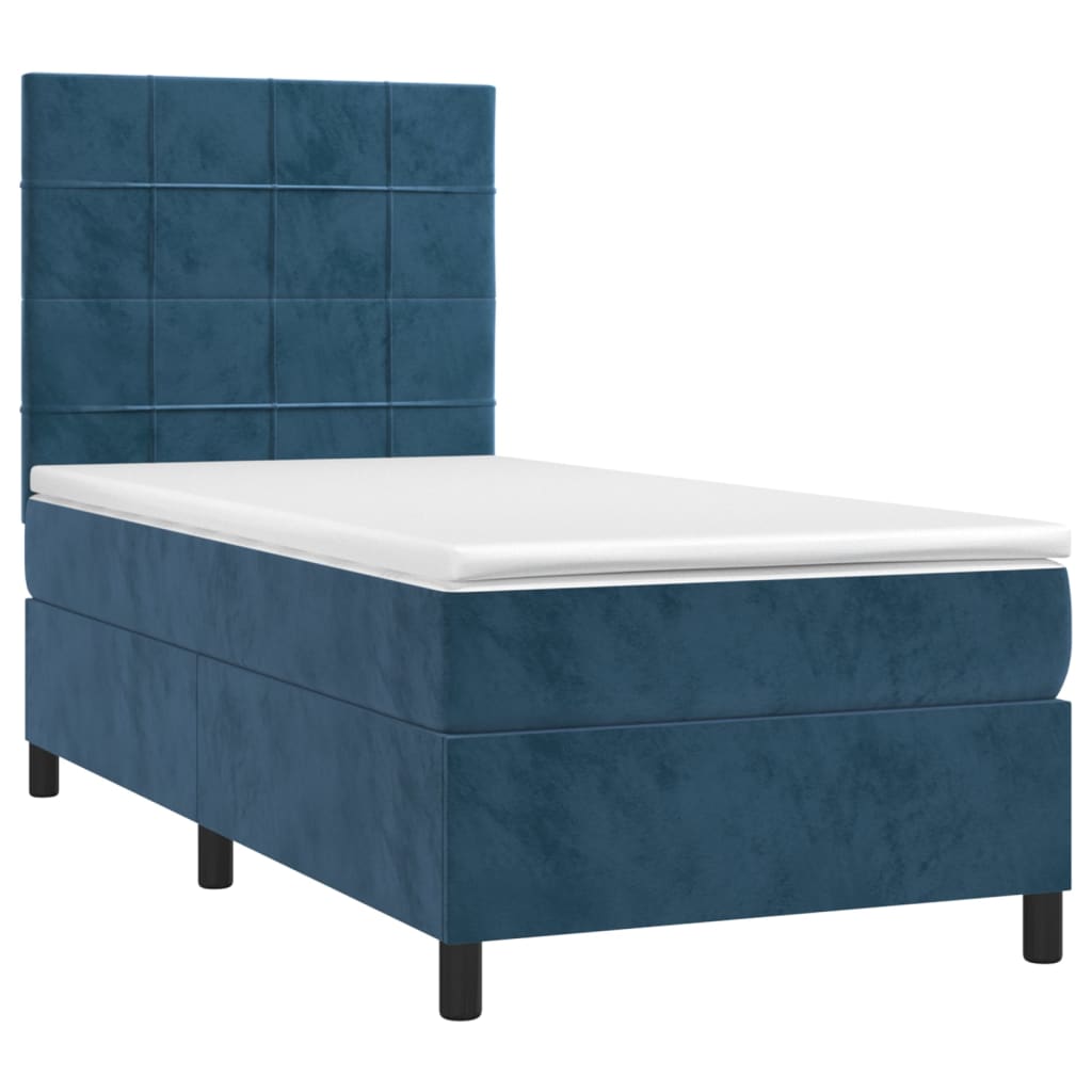 Sommier à lattes de lit et matelas et LED Bleu foncé 90x190 cm - XIOS