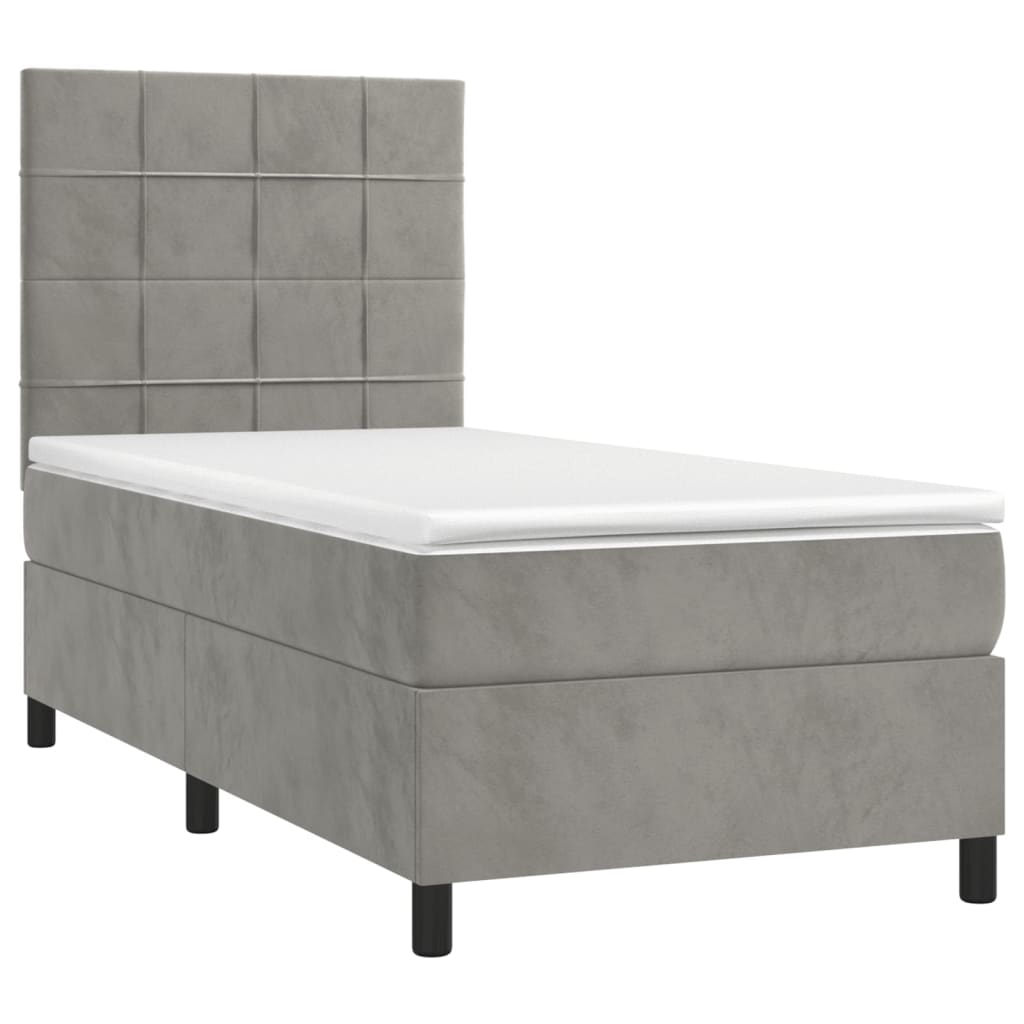 Sommier à lattes de lit matelas et LED Gris clair 100x200 cm - XIOS
