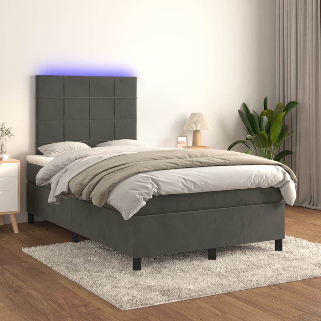 Sommier à lattes de lit matelas et LED Gris foncé 120x200 cm - XIOS