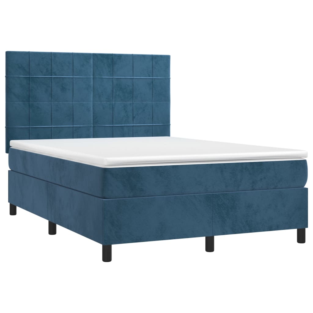 Sommier à lattes de lit matelas et LED Bleu foncé 140x200 cm - XIOS