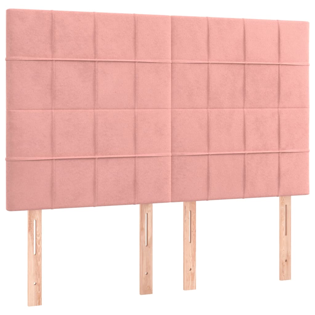 Sommier à lattes de lit matelas et LED Rose 140x200 cm Velours - XIOS