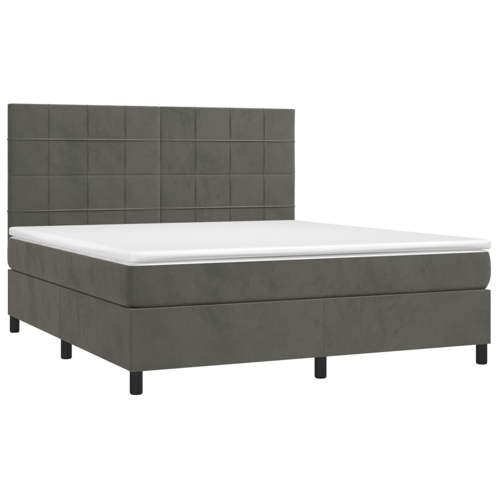 Sommier à lattes de lit matelas et LED Gris foncé 160x200 cm - XIOS