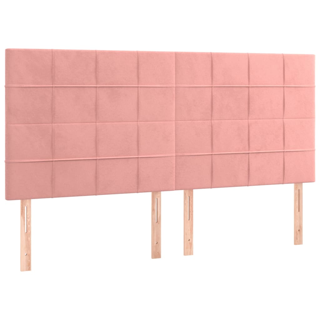 Sommier à lattes de lit matelas et LED Rose 160x200 cm Velours - XIOS