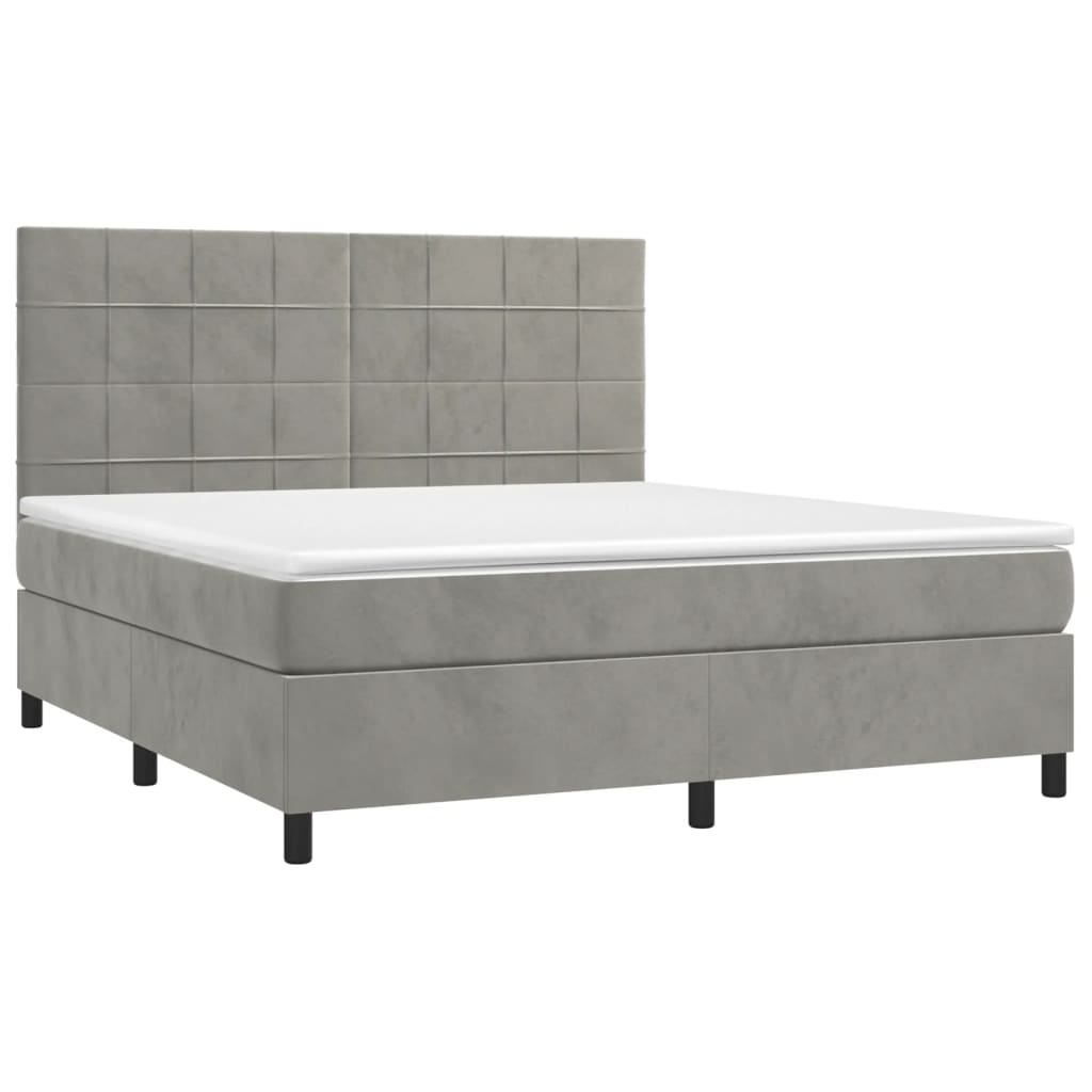 Sommier à lattes de lit matelas et LED Gris clair 180x200 cm - XIOS