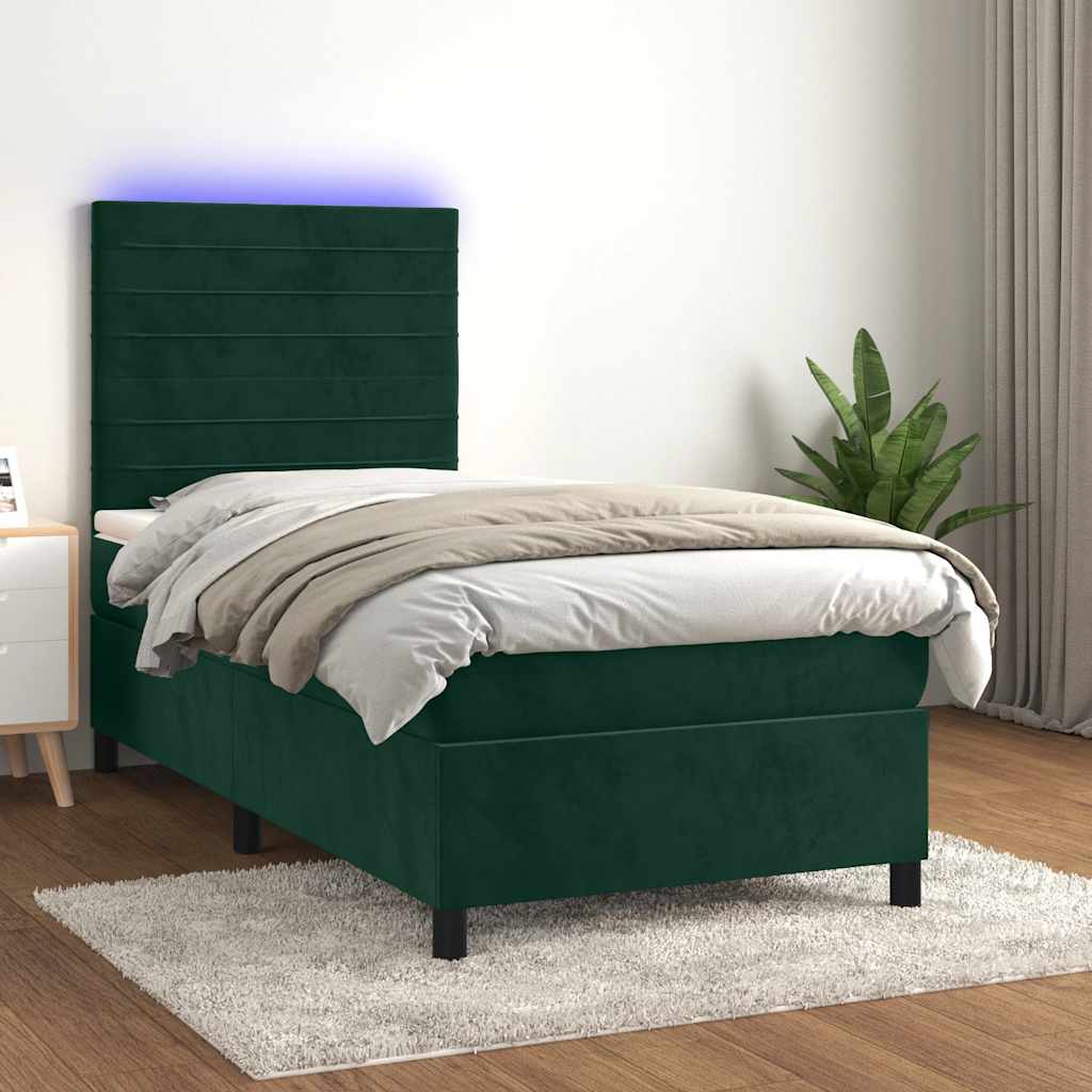 Sommier à lattes de lit matelas LED Vert foncé 80x200cm Velours - XIOS