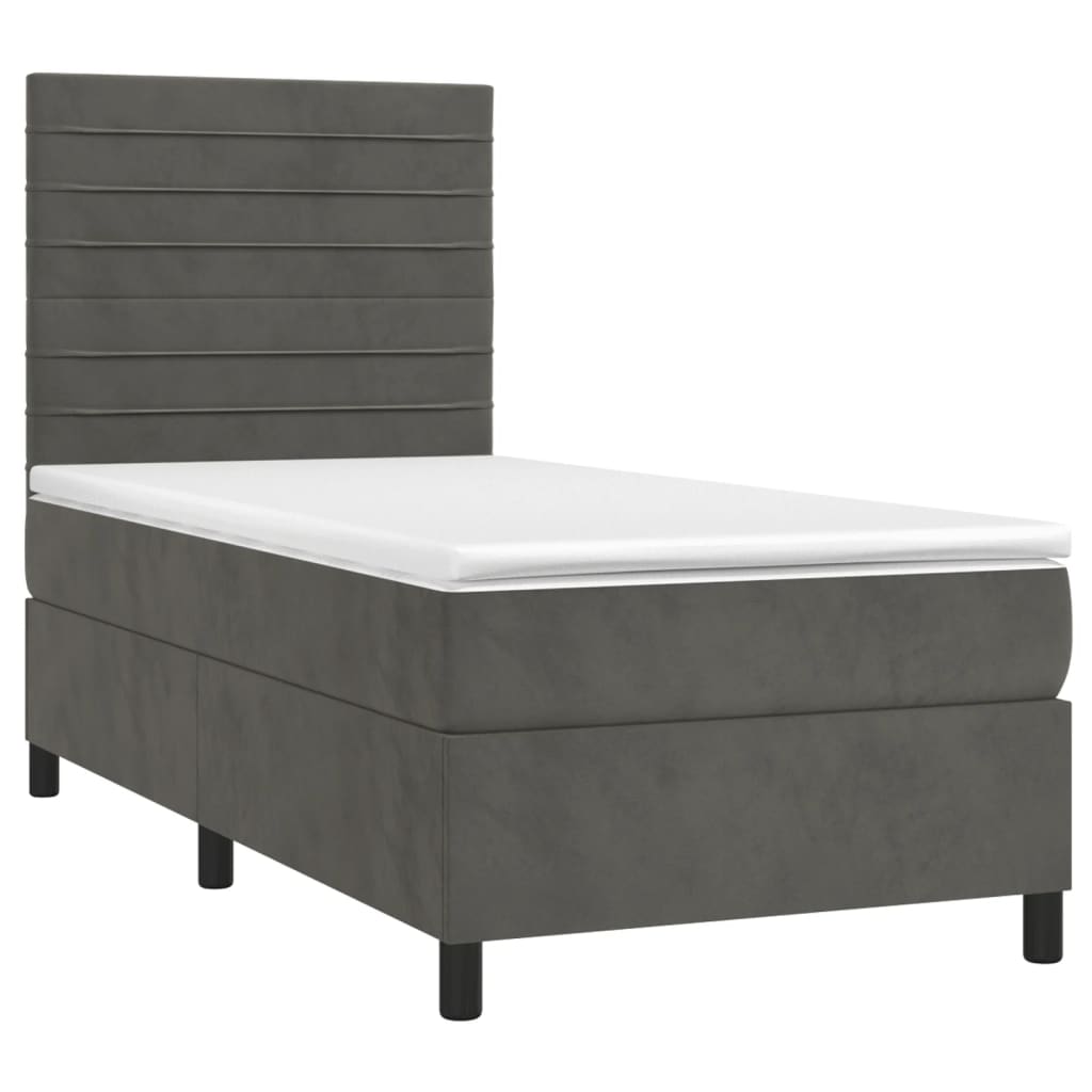 Sommier à lattes de lit matelas LED Gris foncé 90x190cm Velours - XIOS