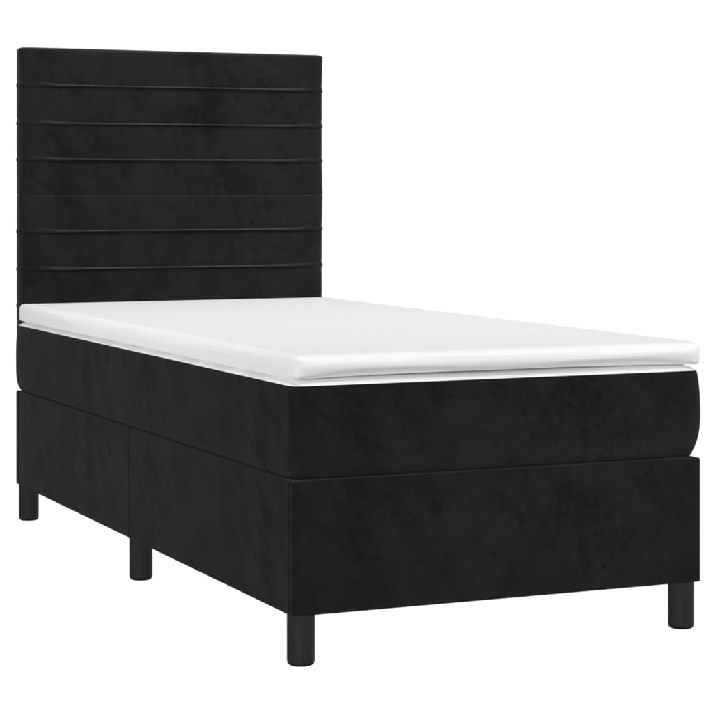 Sommier à lattes de lit avec matelas LED Noir 90x190 cm Velours - XIOS