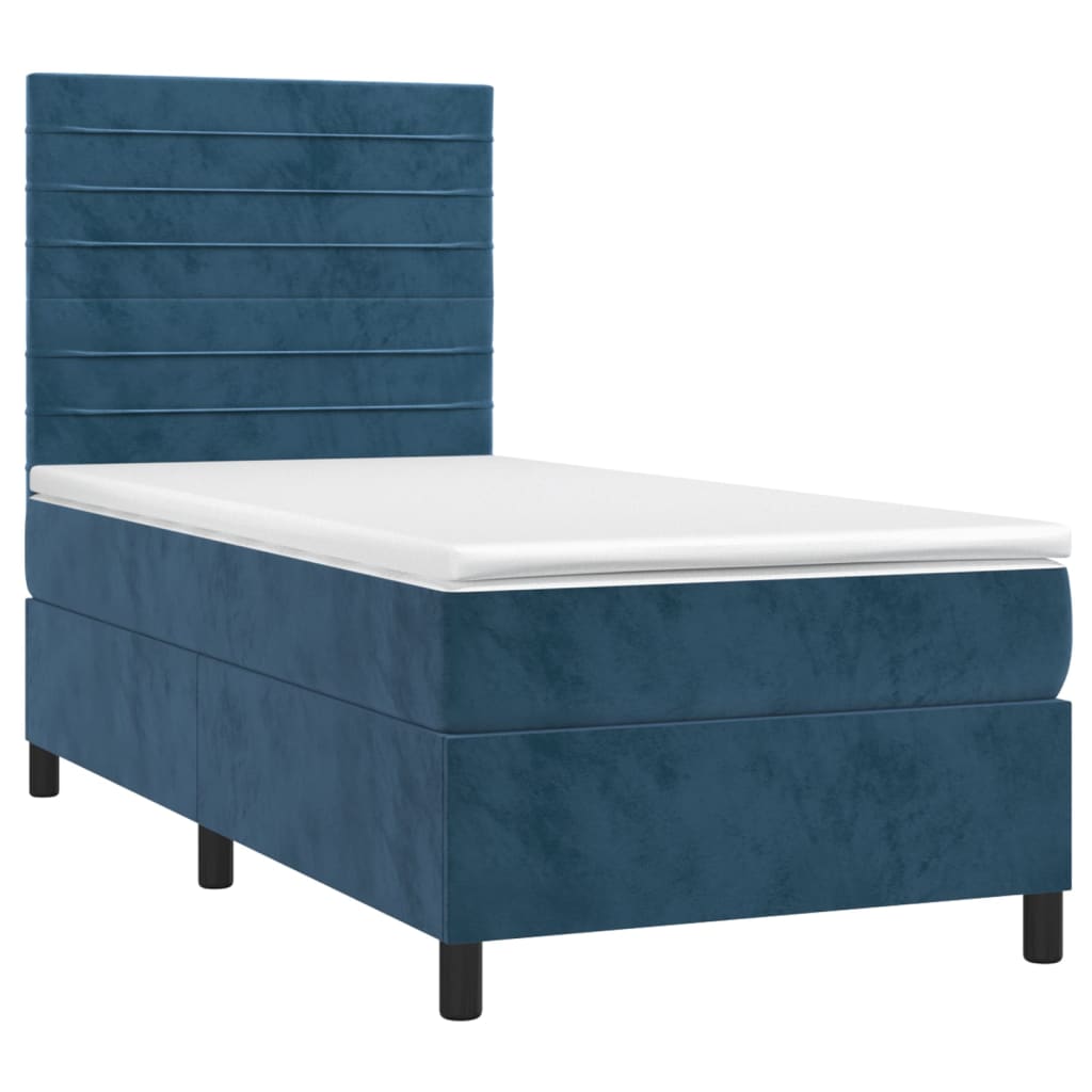 Sommier à lattes de lit matelas LED Bleu foncé 90x190cm Velours - XIOS