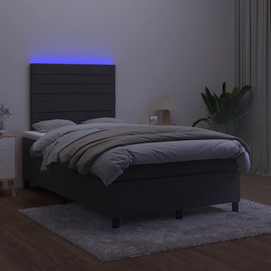 Sommier à lattes de lit avec matelas LED Noir 120x200cm Velours - XIOS