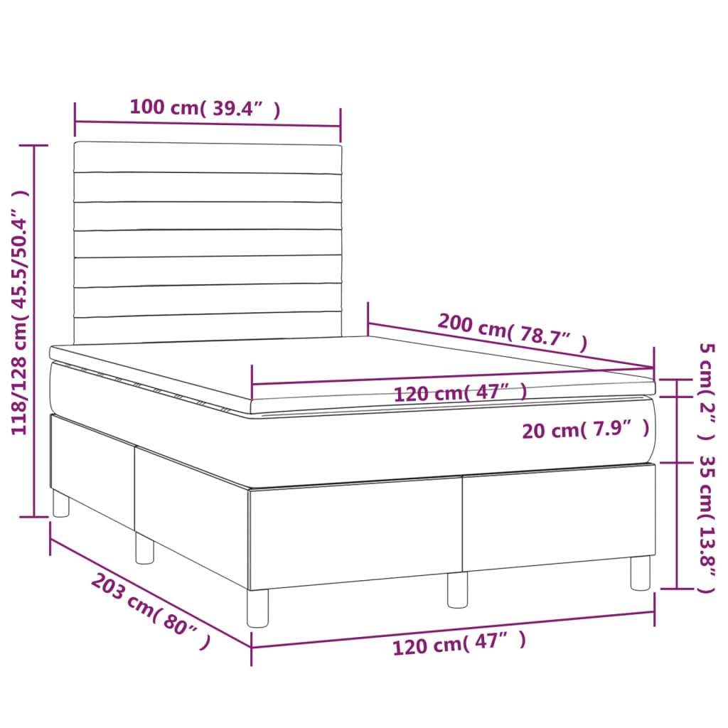 Sommier à lattes de lit avec matelas LED Bleu foncé 120x200 cm - XIOS