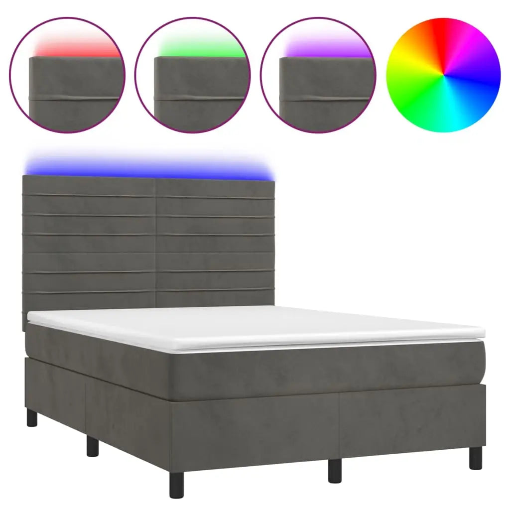 Sommier à lattes de lit avec matelas LED Gris foncé 140x190 cm - XIOS