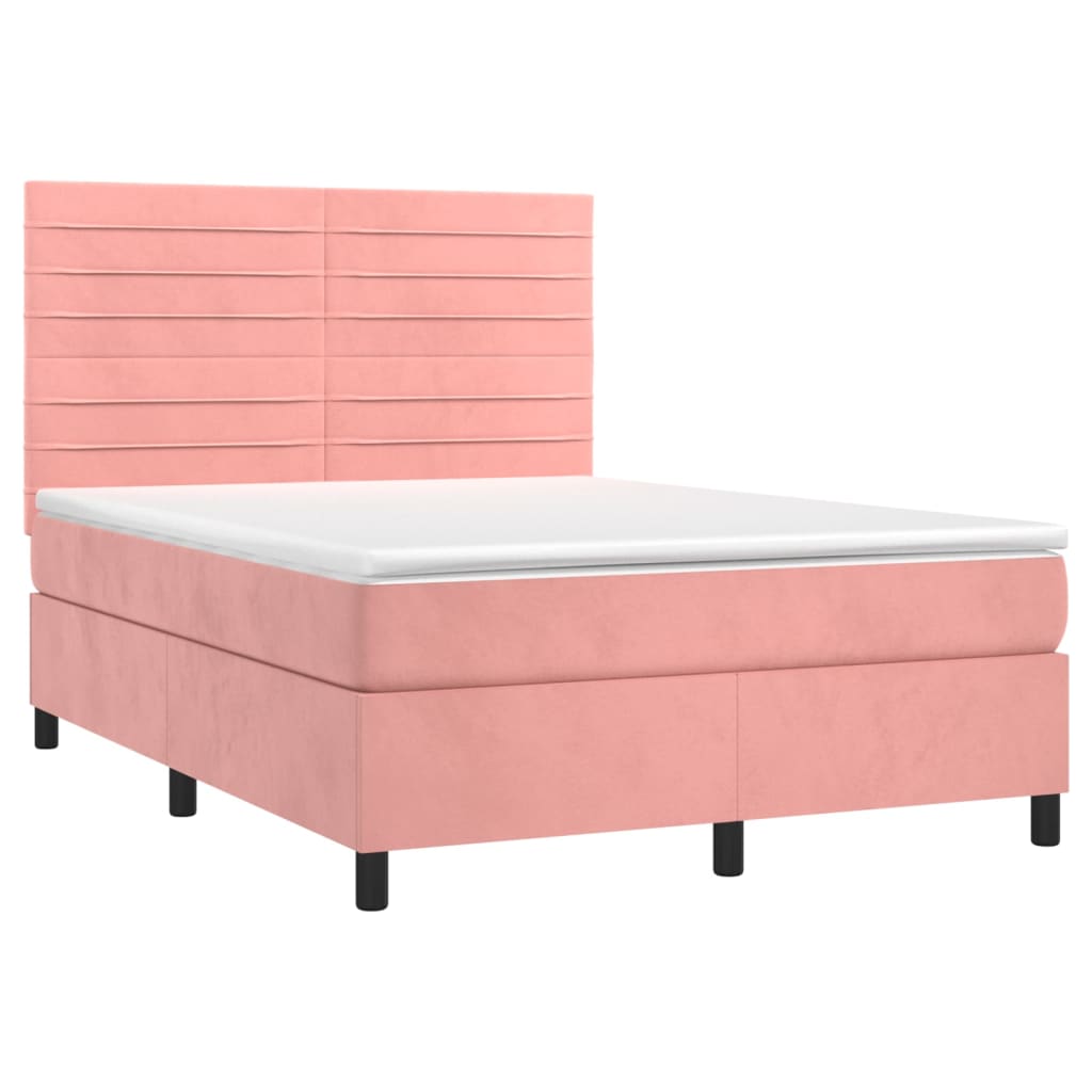 Sommier à lattes de lit avec matelas LED Rose 140x190cm Velours - XIOS