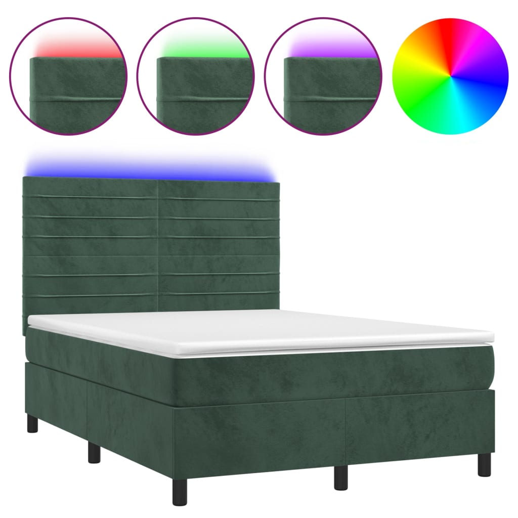 Sommier à lattes de lit avec matelas LED Vert foncé 140x200 cm - XIOS