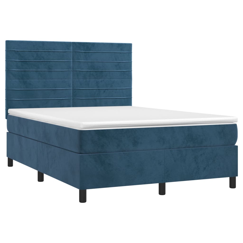 Sommier à lattes de lit avec matelas LED Bleu foncé 140x200 cm - XIOS