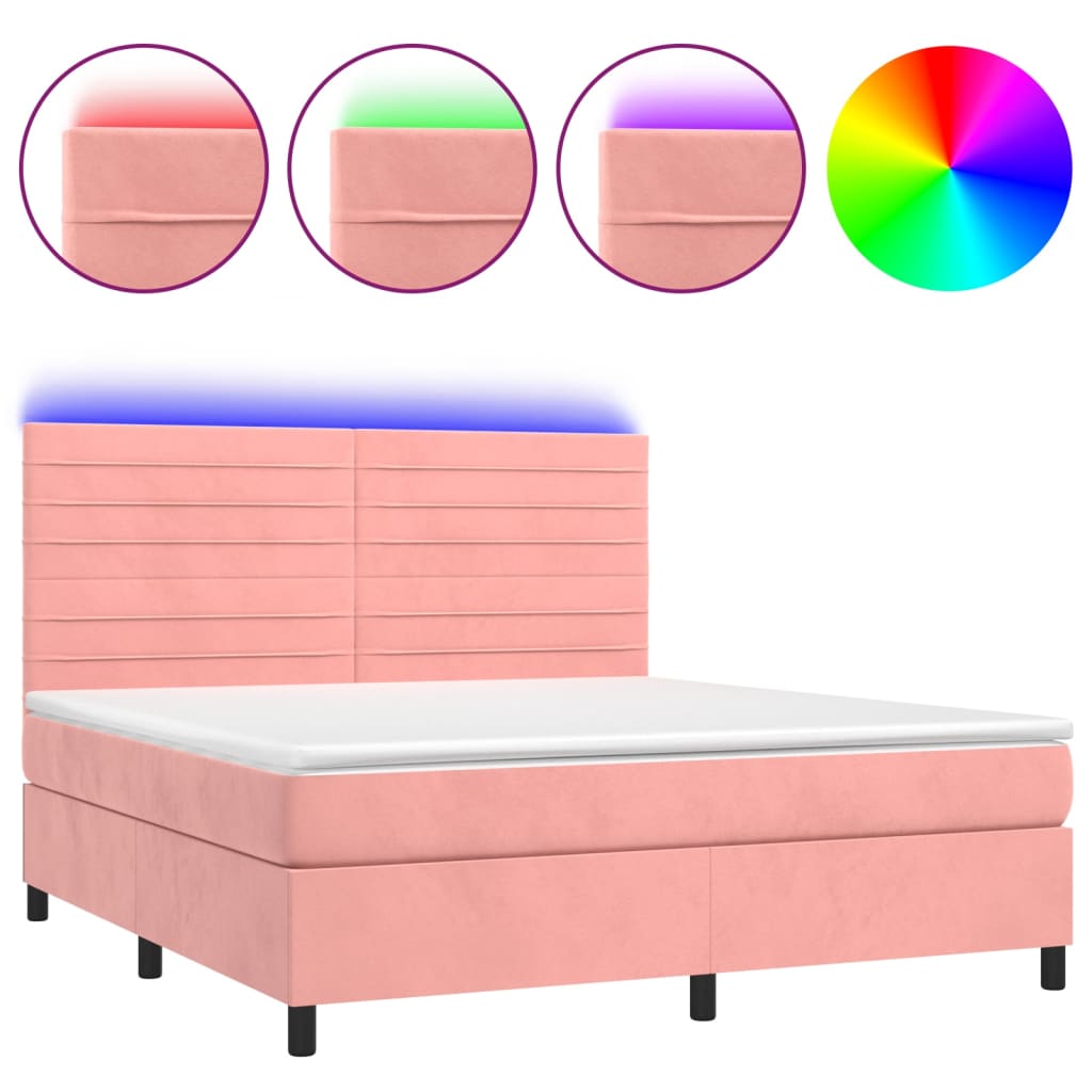 Sommier à lattes de lit avec matelas LED Rose 160x200cm Velours - XIOS