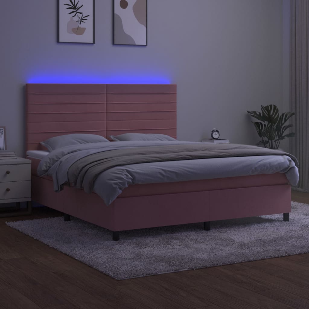 Sommier à lattes de lit avec matelas LED Rose 160x200cm Velours - XIOS