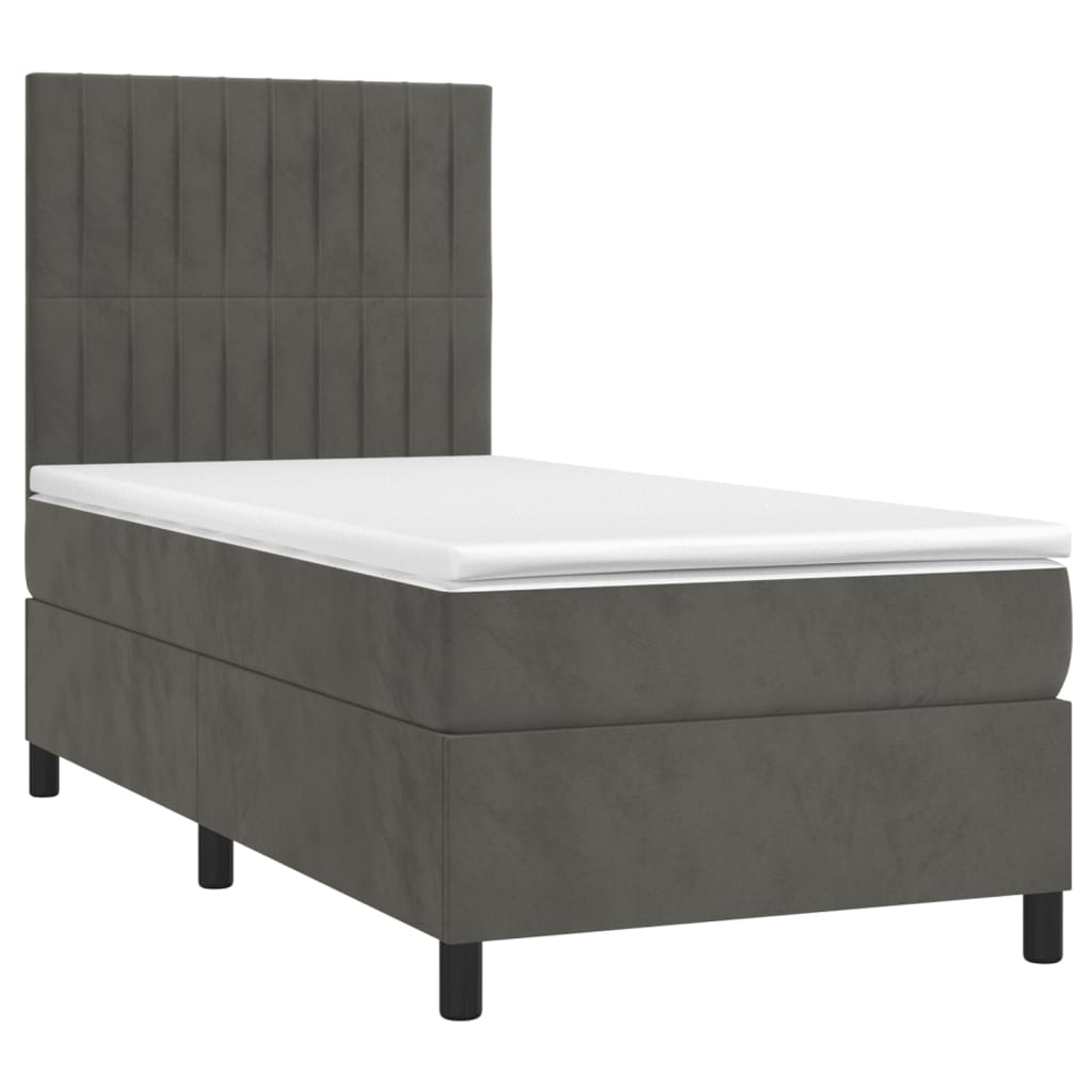 Sommier à lattes de lit matelas LED Gris foncé 90x190cm Velours - XIOS