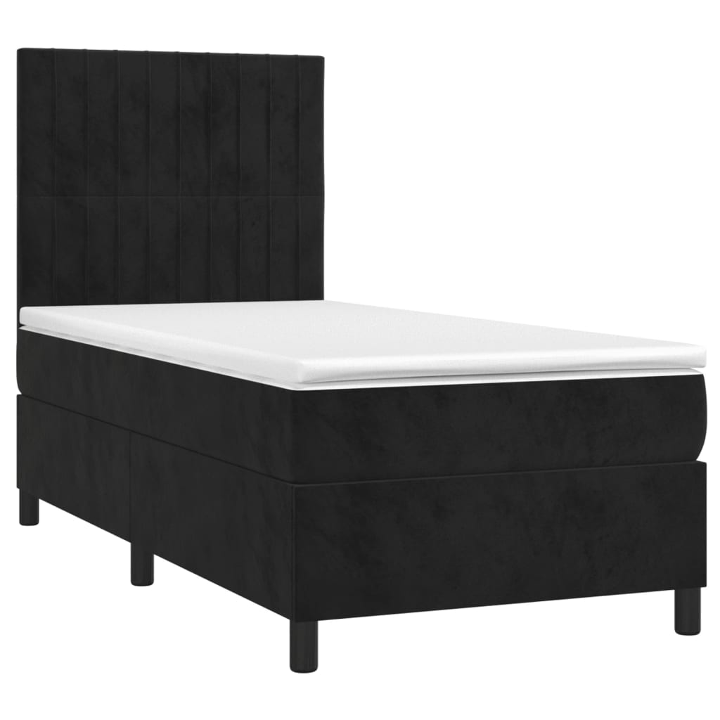 Sommier à lattes de lit avec matelas LED Noir 90x190 cm Velours - XIOS