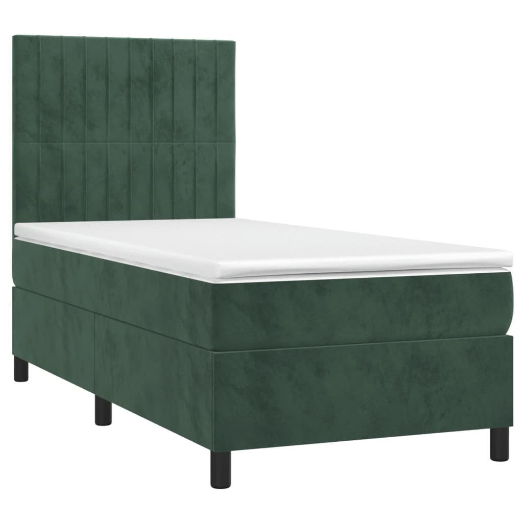 Sommier à lattes de lit matelas LED Vert foncé 90x190cm Velours - XIOS