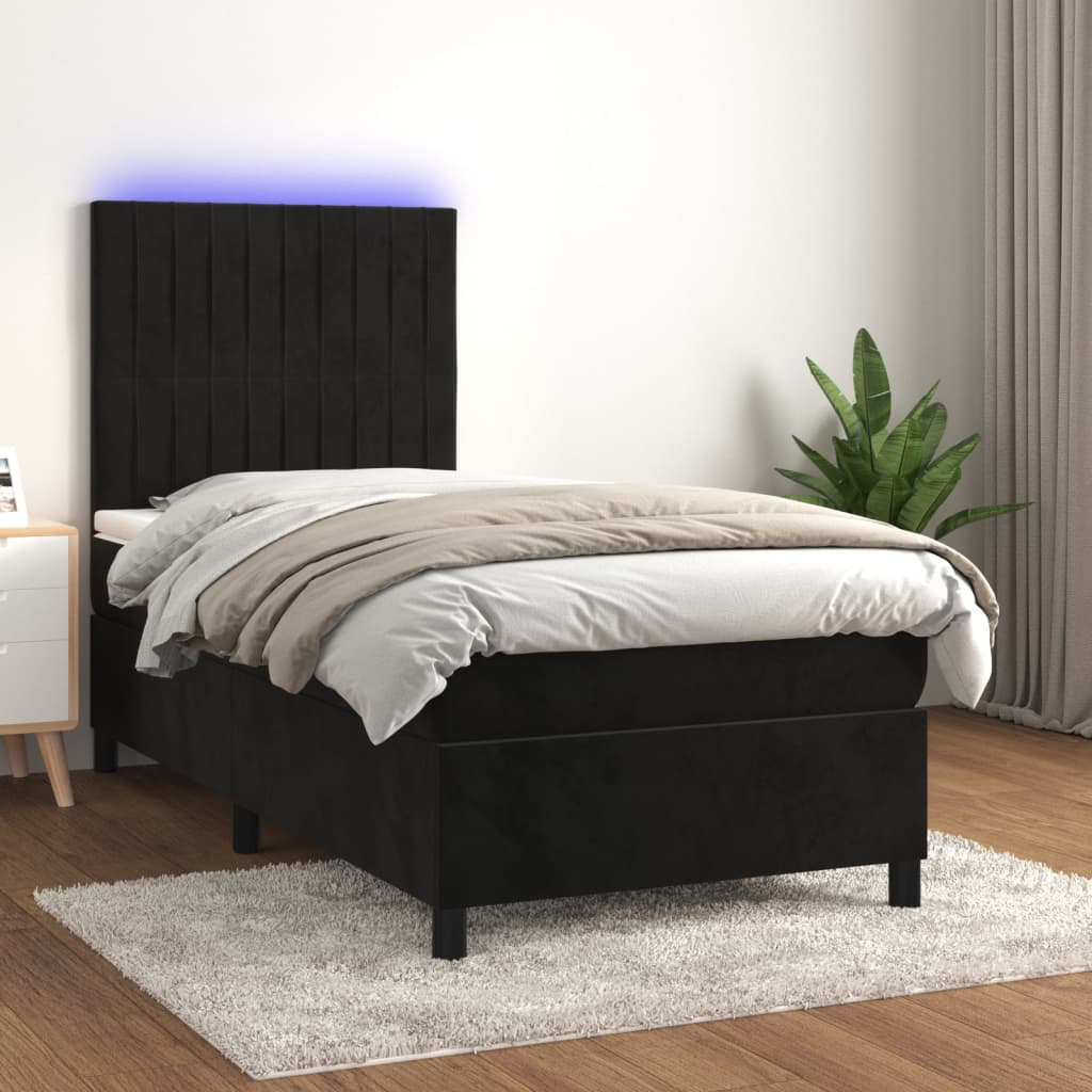 Sommier à lattes de lit avec matelas LED Noir 90x200 cm Velours - XIOS