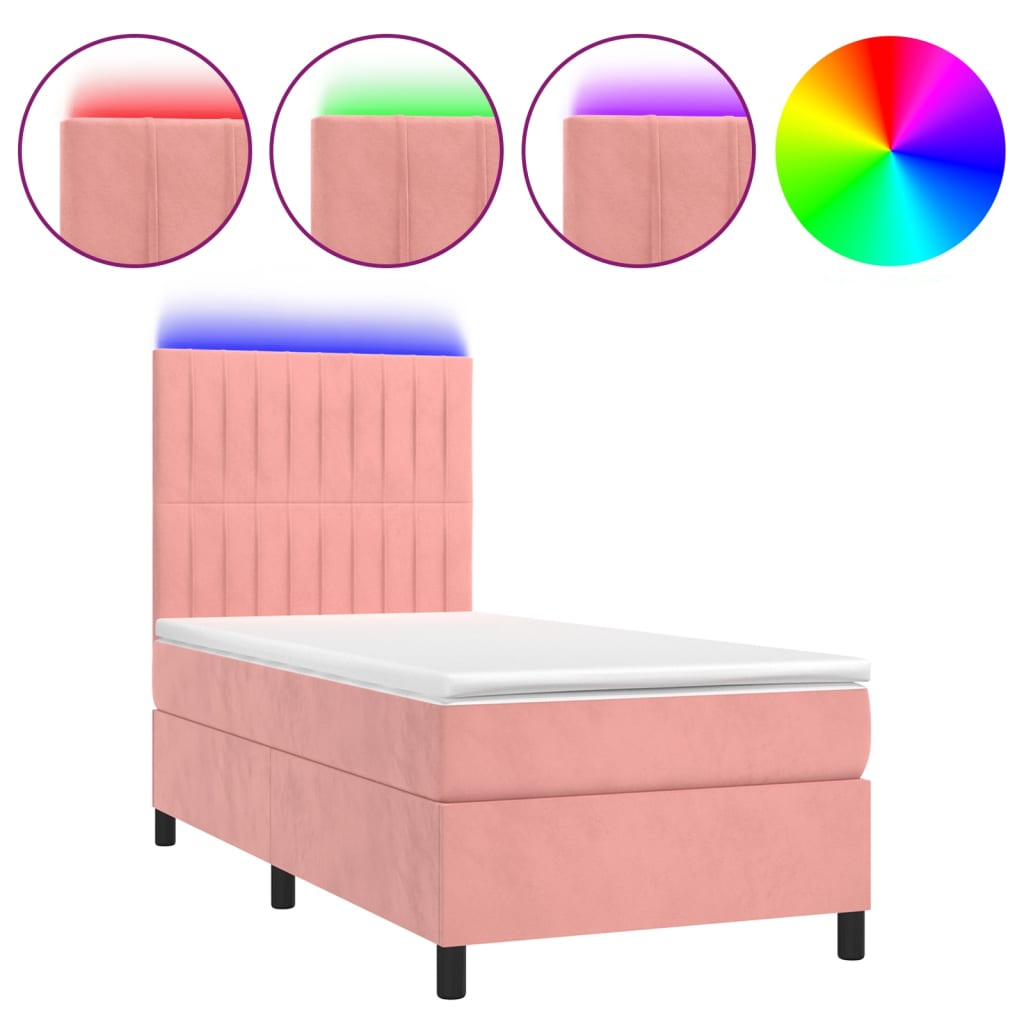 Sommier à lattes de lit avec matelas LED Rose 100x200cm Velours - XIOS