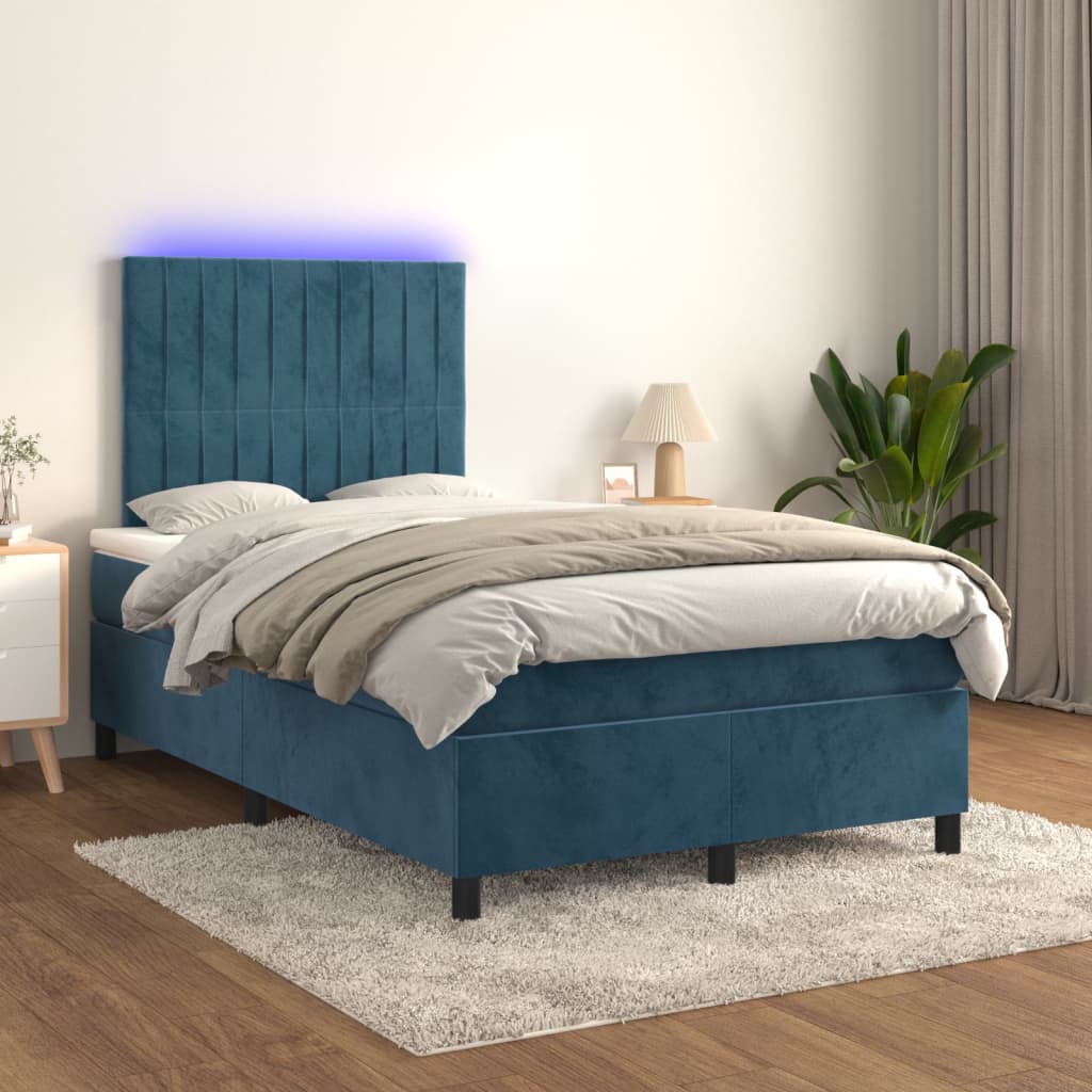 Sommier à lattes de lit avec matelas LED Bleu foncé 120x200 cm - XIOS
