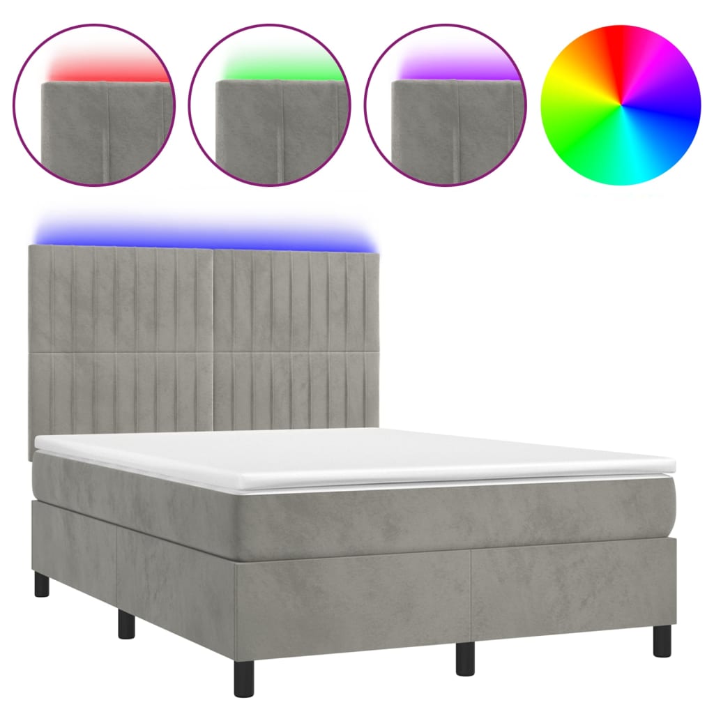 Sommier à lattes de lit avec matelas LED Gris clair 140x190 cm - XIOS