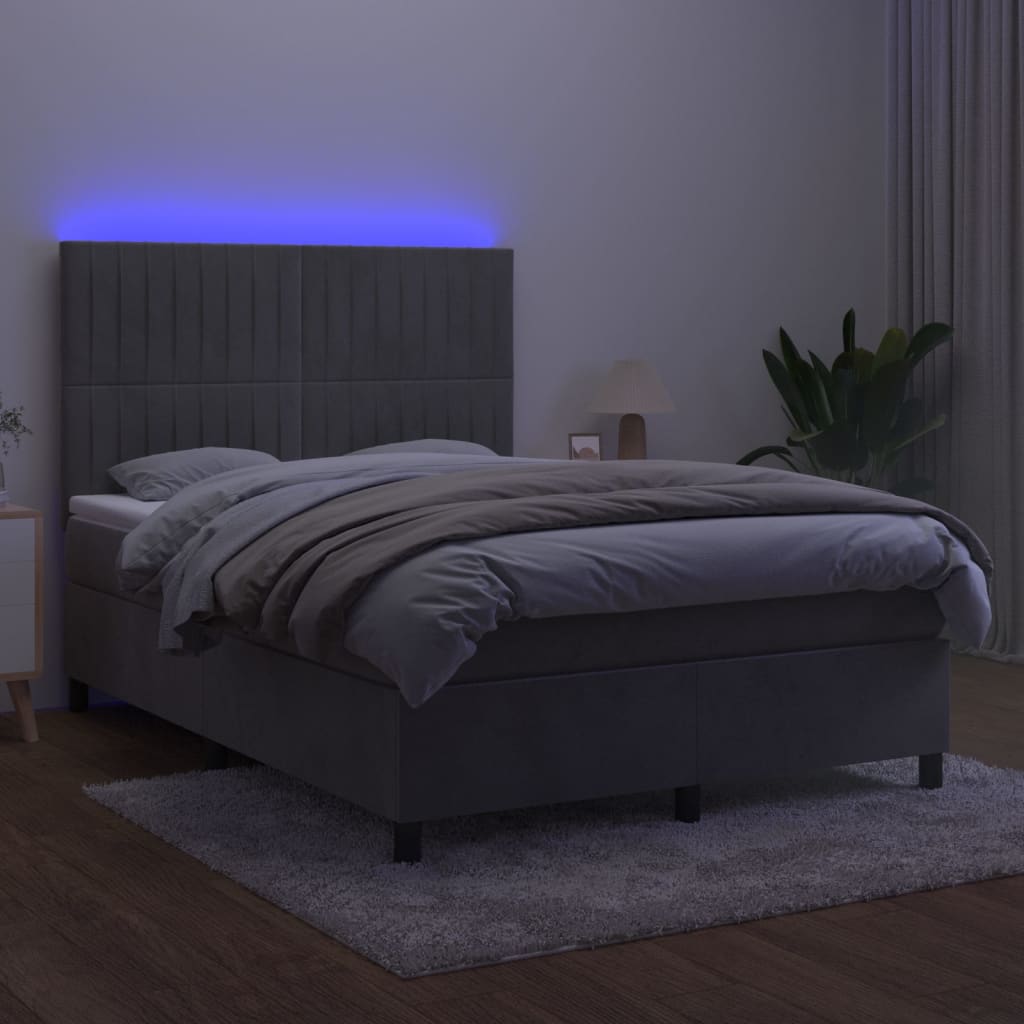 Sommier à lattes de lit avec matelas LED Gris clair 140x190 cm - XIOS