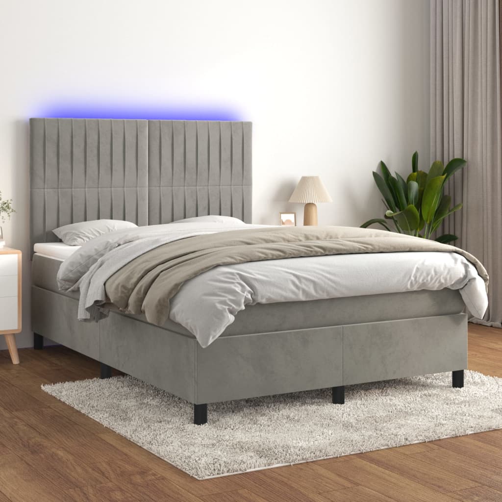 Sommier à lattes de lit avec matelas LED Gris clair 140x190 cm - XIOS