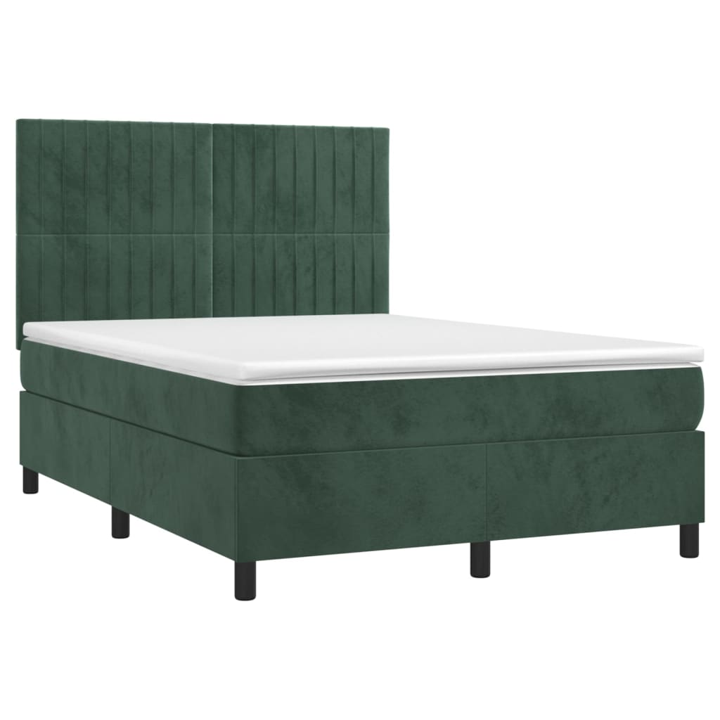 Sommier à lattes de lit avec matelas LED Vert foncé 140x190 cm - XIOS