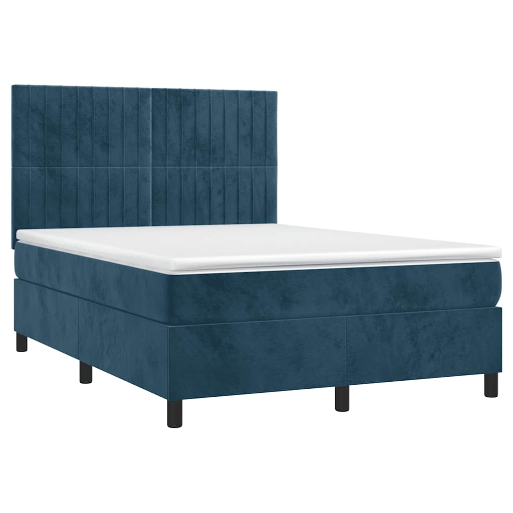 Sommier à lattes de lit avec matelas LED Bleu foncé 140x190 cm - XIOS