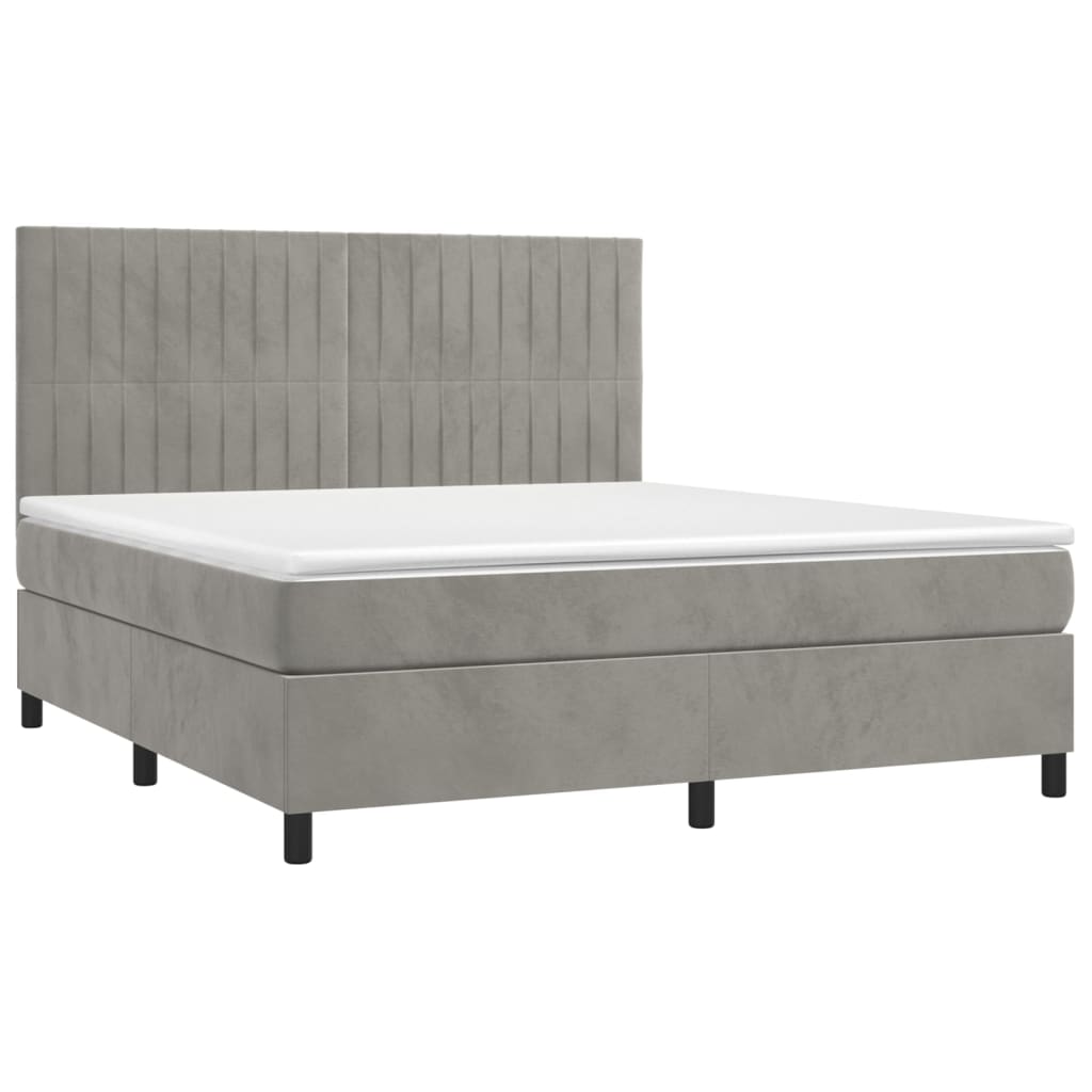 Sommier à lattes de lit matelas et LED Gris clair 160x200 cm - XIOS