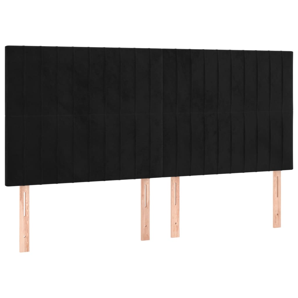 Sommier à lattes de lit matelas et LED Noir 160x200 cm Velours - XIOS