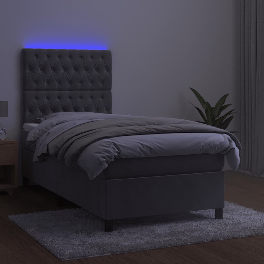 Sommier à lattes de lit et matelas et LED Gris clair 80x200 cm - XIOS