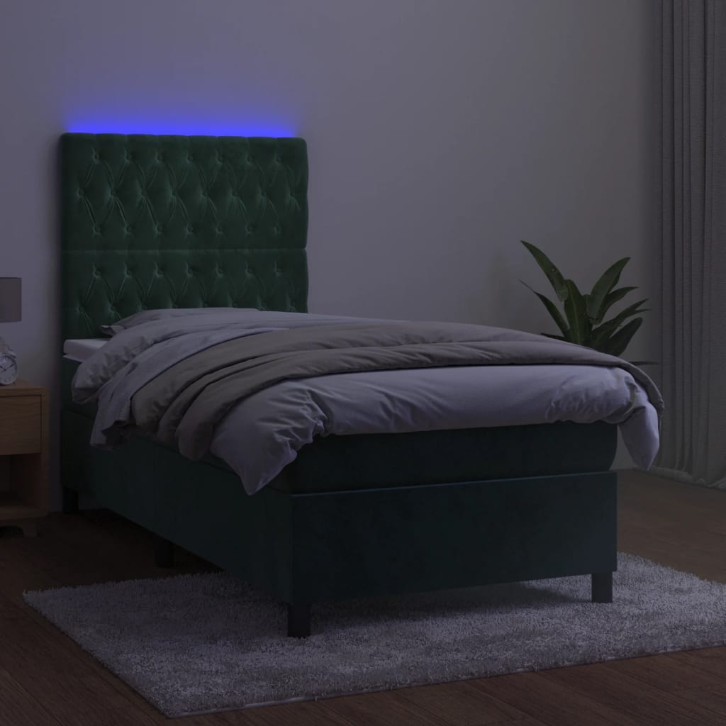 Sommier à lattes de lit et matelas et LED Vert foncé 80x200 cm - XIOS