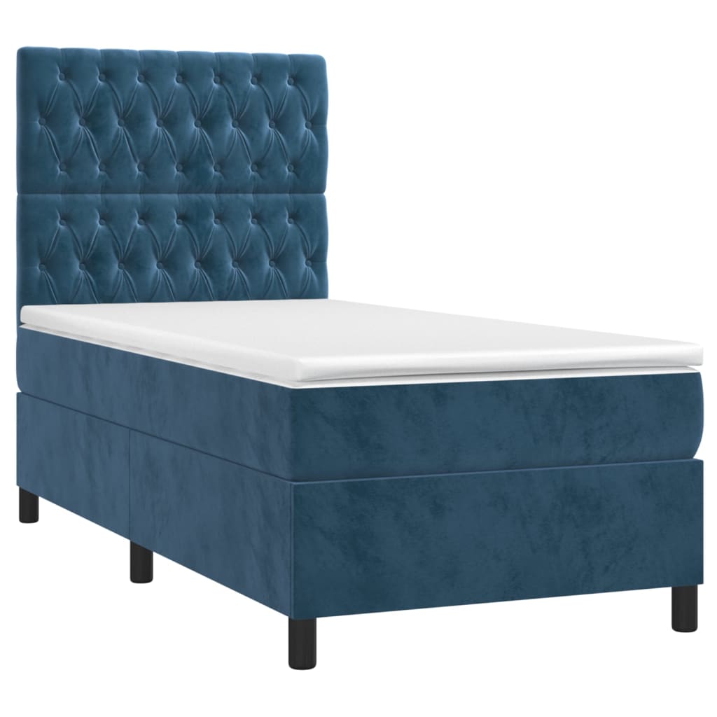 Sommier à lattes de lit et matelas et LED Bleu foncé 90x190 cm - XIOS