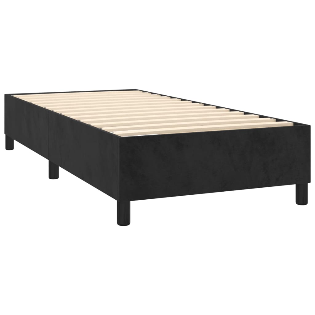 Sommier à lattes de lit matelas et LED Noir 90x200 cm Velours XIOS